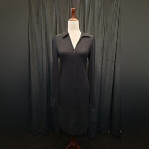 GAP Black Long Sleeve Notched Collar Dress